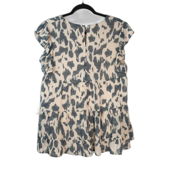 Entro EUC Sz‎ S Peplum Blouse Geometric Animal Print Country Prairie Bohemian - Picture 2 of 6